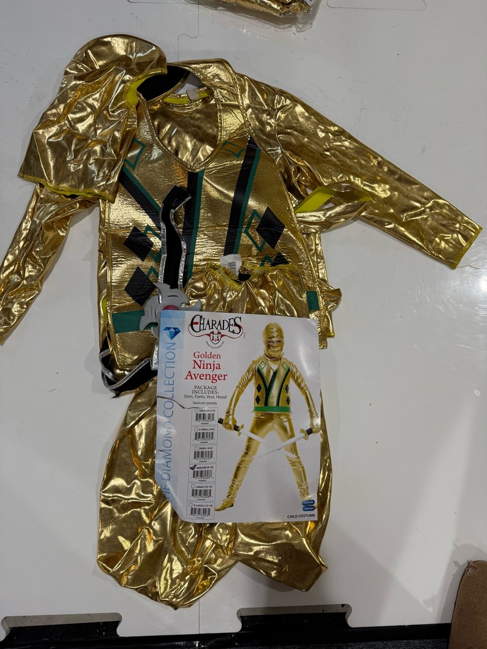 Golden Ninja Avenger Kids Costume - Gold